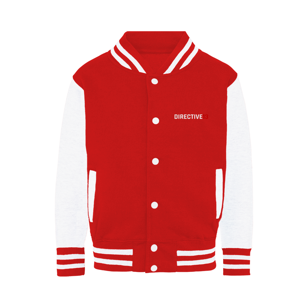DIRECTIVE13 WHITE/RED Varsity Jacket