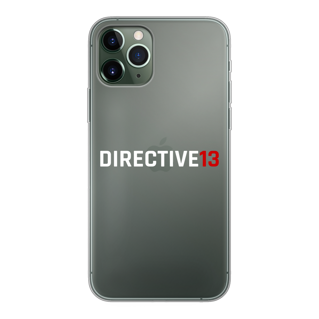 DIRECTIVE13 WHITE/RED Back Printed Transparent Soft Phone Case