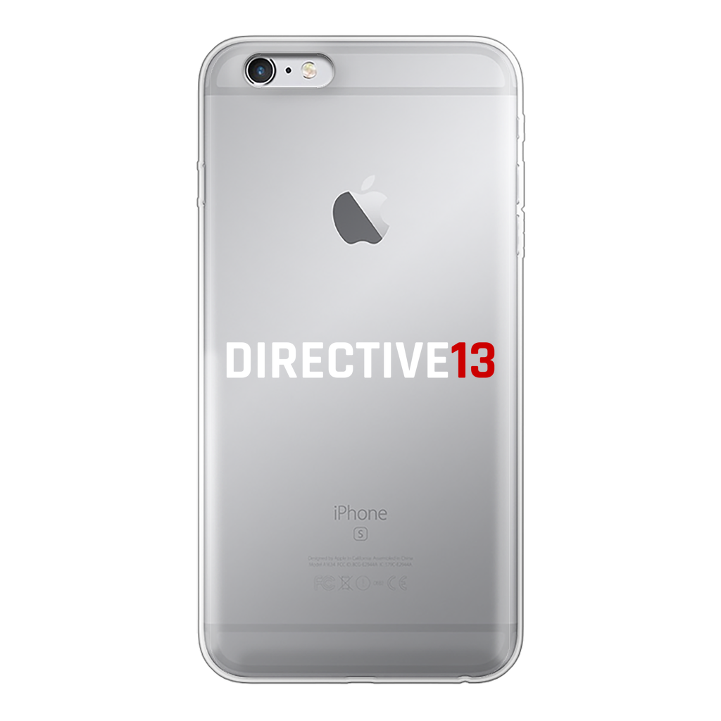 DIRECTIVE13 WHITE/RED Back Printed Transparent Soft Phone Case
