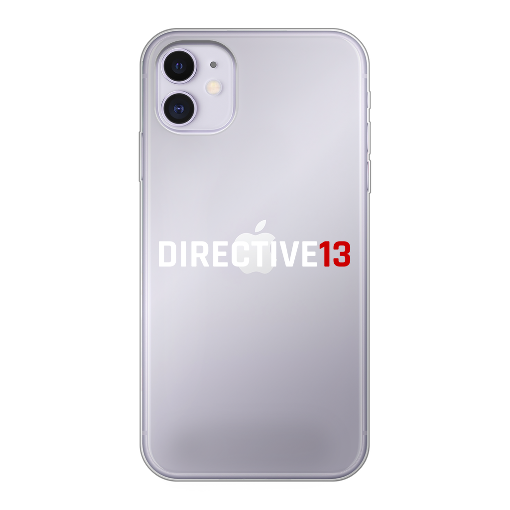 DIRECTIVE13 WHITE/RED Back Printed Transparent Soft Phone Case