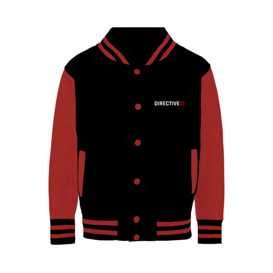 DIRECTIVE13 WHITE/RED Varsity Jacket