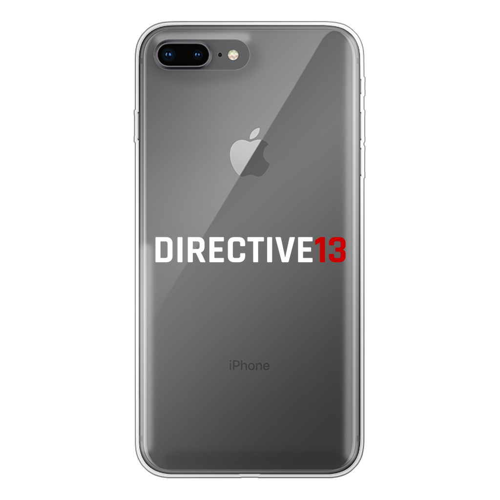 DIRECTIVE13 WHITE/RED Back Printed Transparent Soft Phone Case