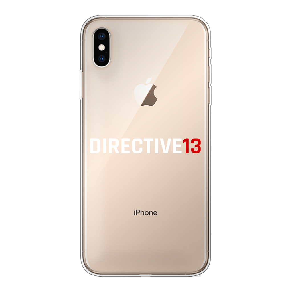 DIRECTIVE13 WHITE/RED Back Printed Transparent Soft Phone Case