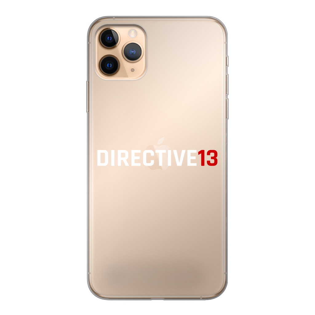 DIRECTIVE13 WHITE/RED Back Printed Transparent Soft Phone Case