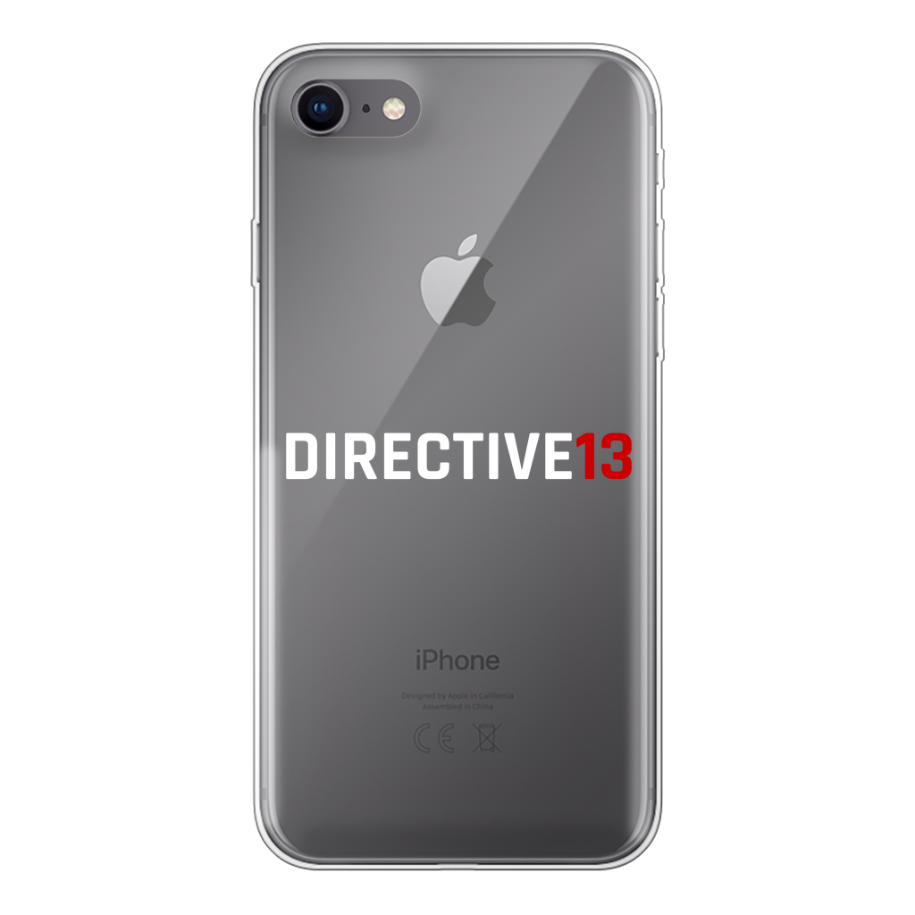 DIRECTIVE13 WHITE/RED Back Printed Transparent Soft Phone Case