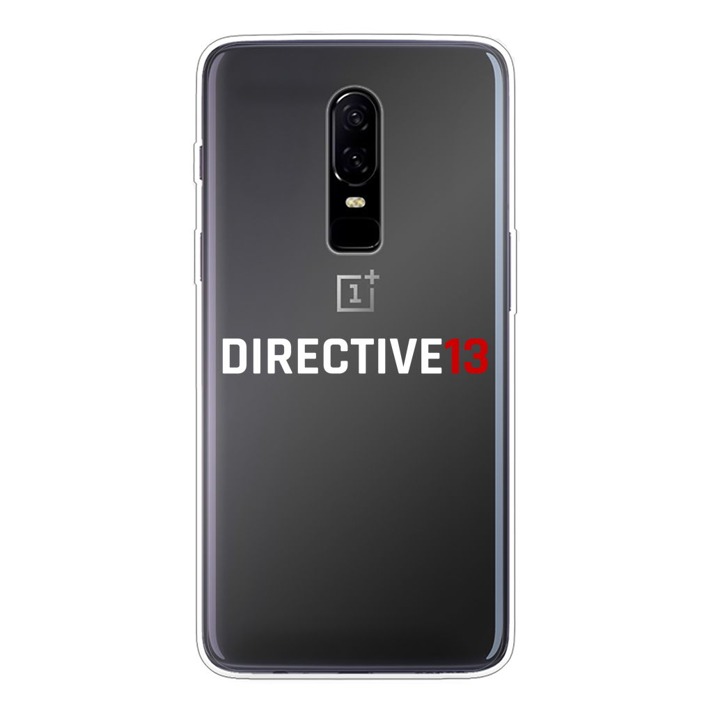 DIRECTIVE13 WHITE/RED Back Printed Transparent Soft Phone Case