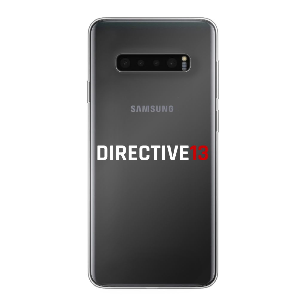 DIRECTIVE13 WHITE/RED Back Printed Transparent Soft Phone Case