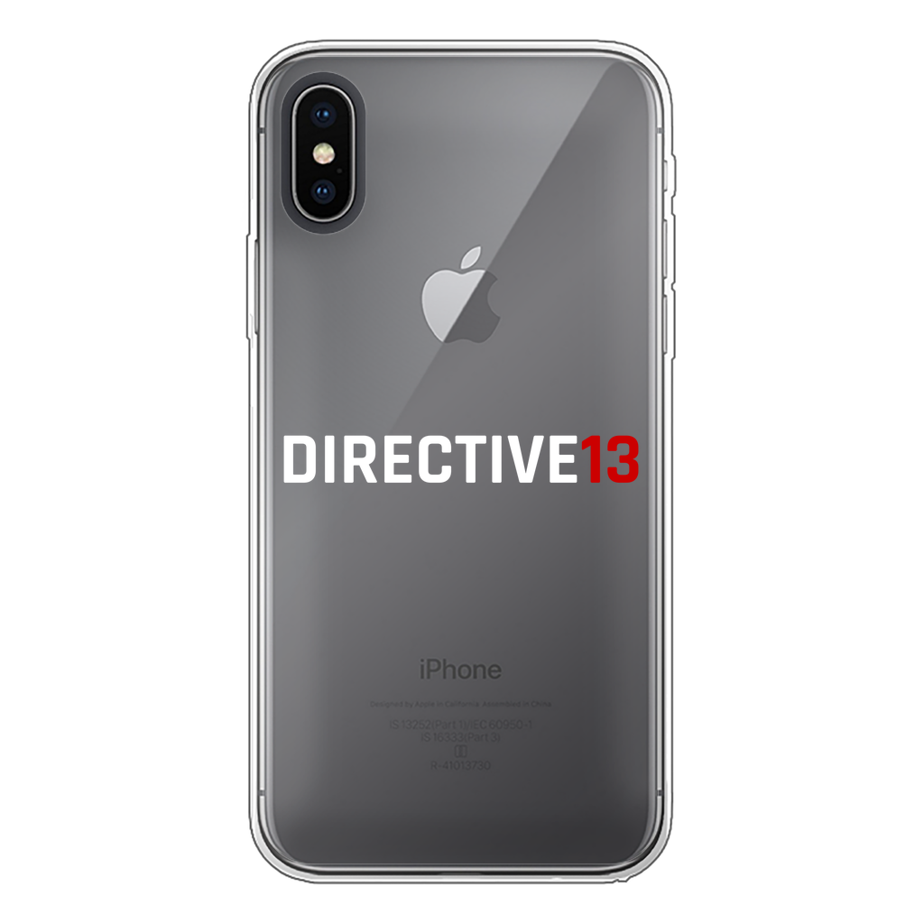 DIRECTIVE13 WHITE/RED Back Printed Transparent Soft Phone Case