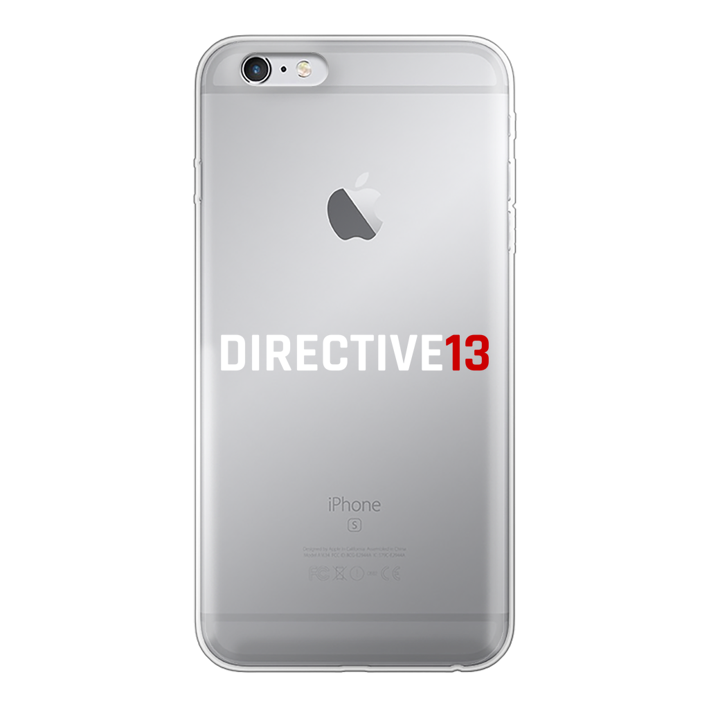 DIRECTIVE13 WHITE/RED Back Printed Transparent Soft Phone Case
