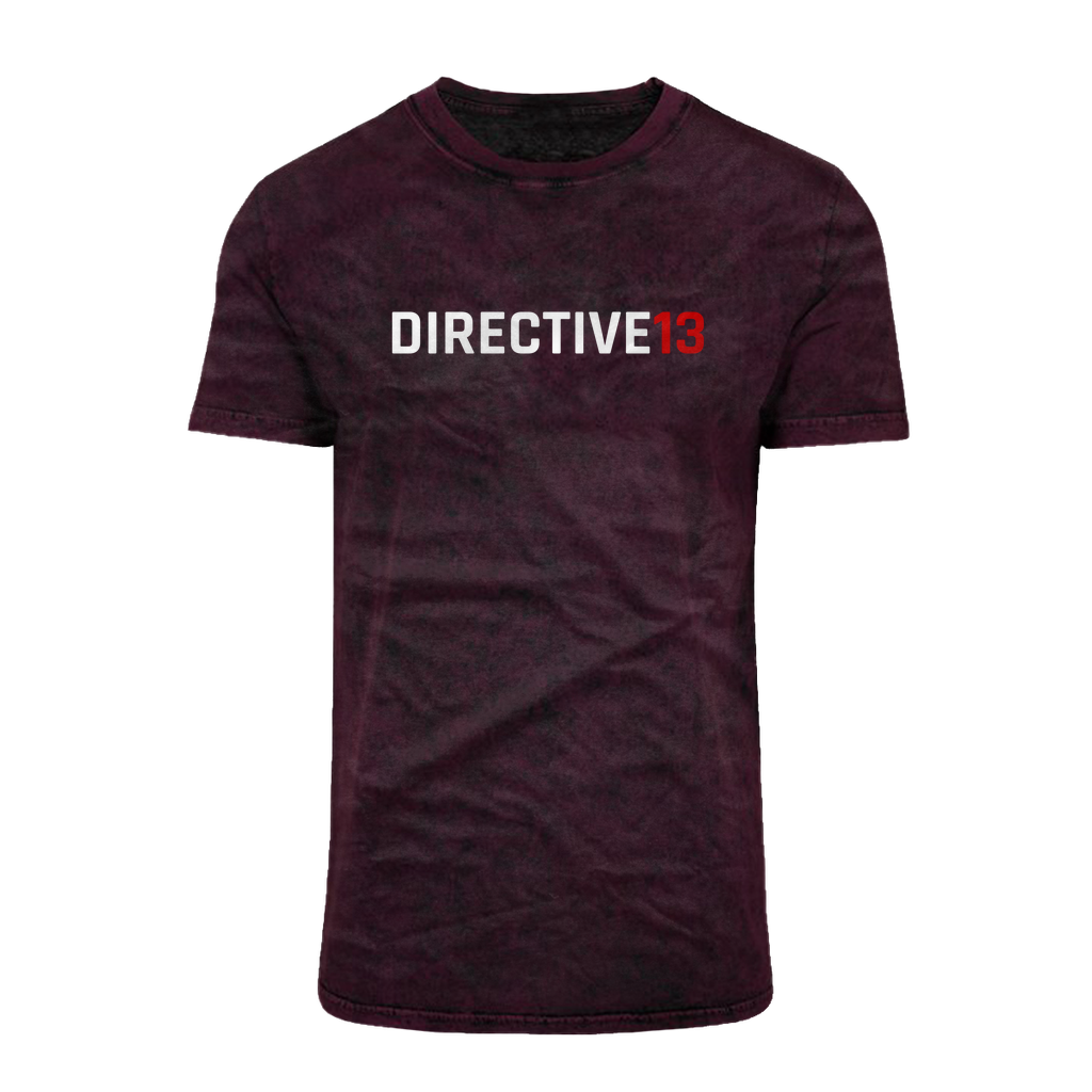 DIRECTIVE13 WHITE/RED Acid Washed T-Shirt