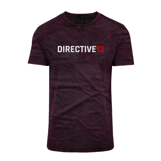 DIRECTIVE13 WHITE/RED Acid Washed T-Shirt